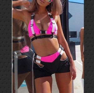 Hot Pink UV Glow Outfit, EDC, Festival, Rave